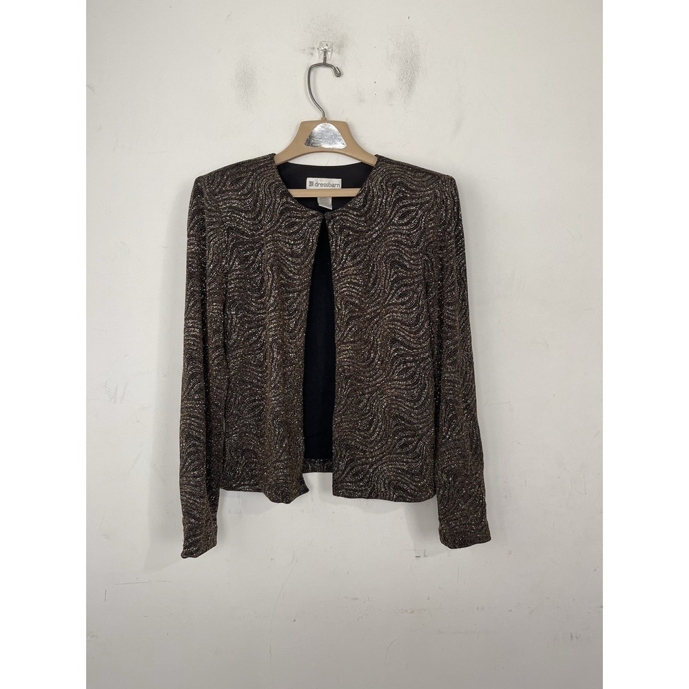 Dress Barn Womens Jacket‎ Medium Gold Glitter Evening New Years Date Night Party